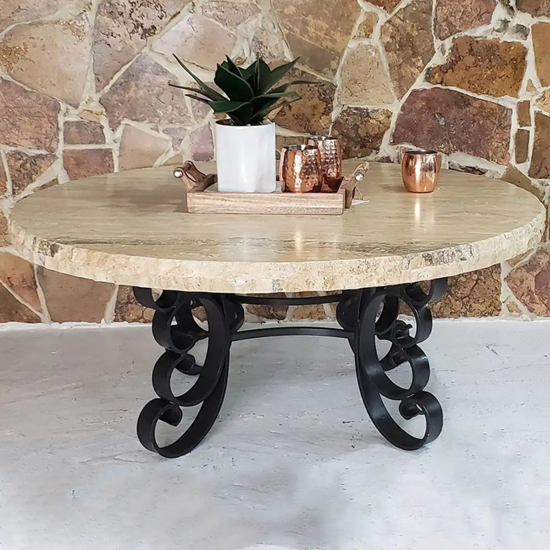 Travertine offers and iron table